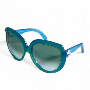 Silhouette Vintage Mod 583 Blue and Green Oversized Sunglasses 1980